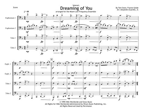 Dreaming Of You Arr Alejandro Guardia Jr By Selena Sheet Music For