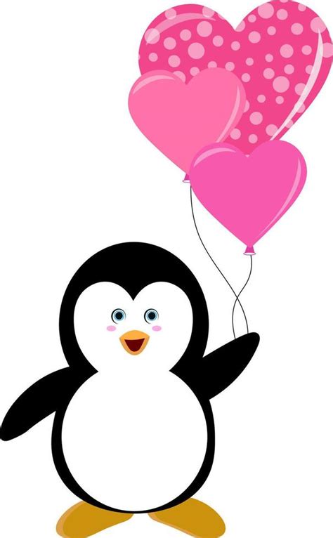 Valentines Day Cute Penguin Clip Art 15311877 Vector Art At Vecteezy