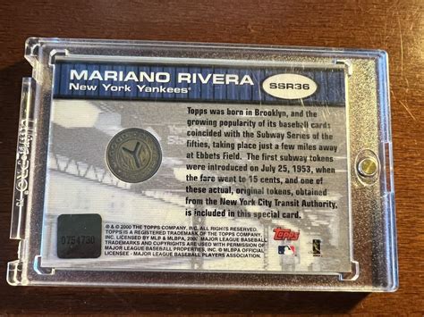 HOF MARIANO RIVERA 2000 TOPPS WORLD SERIES SUBWAY SERIES ORIGINAL