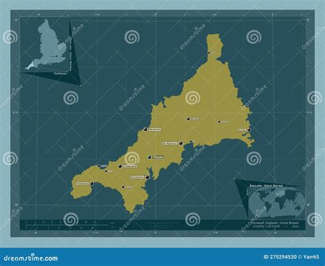 Cornwall England Great Britain Solid Labelled Points Of Cit Stock Illustration