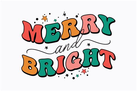 Merry And Bright Christmas Retro Svg Graphic By Svg Box Creative Fabrica