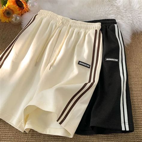 Mexzt Gestreifte Shorts Frauen Sommer Streetwear Lose Breite Bein