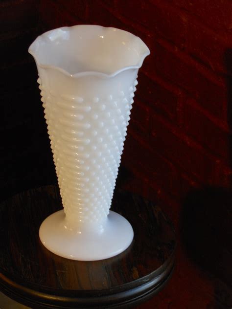 Hobnail Milk Glass Vintage Vase.