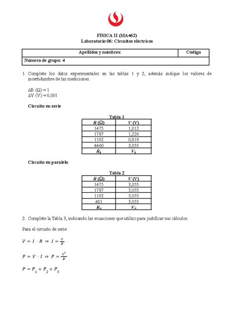 Laboratorio Grupo F Sica Ii Ma Laboratorio Circuitos