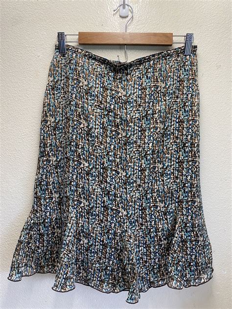 Dressbarn Womens Sz S Skirt Multi Color Abstract Chiffon Flared Lined