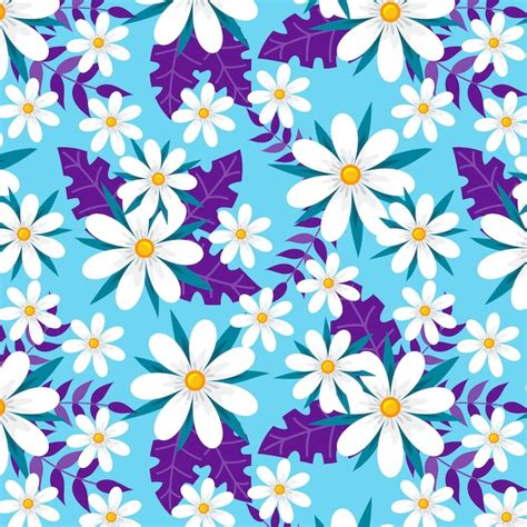 Premium Vector Colorful Hand Draw Flowers Seamless Pattern