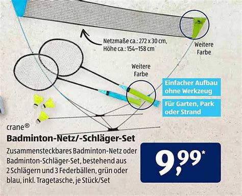 Crane Badminton Netz Schl Ger Set Angebot Bei Aldi S D Prospekte De