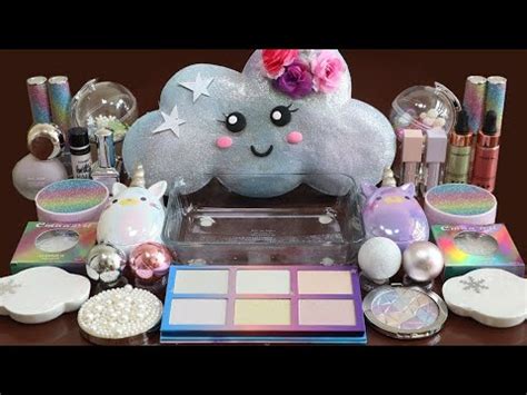 ASMRMixingUnicorn Eyeshadow And Makeup Parts Glitter Into Slime