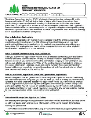 Fillable Online Section 8 Centralized waiting list application Fax ...