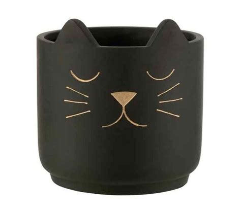 Cache Pot En C Ramique Chat Cm Noir Et Or Pot De Fleurs Bac