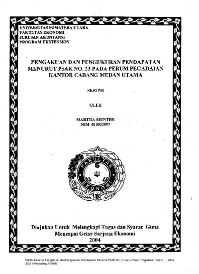 Pengakuan Dan Pengukuran Pendapatan Menurut Psak No Pada Perum