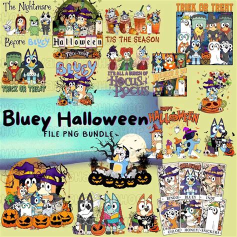 16 Files Bluey Halloween Bundle Png Designs Horror Halloween Etsy