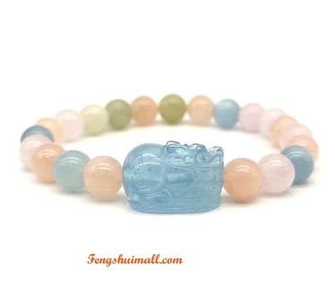 Dreamy Aquamarine Pi Yao With Morganite Bracelet