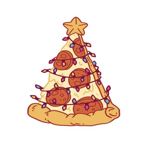 Pizza Tree With Christmas Lights On It Png And Svg Design For T Shirts