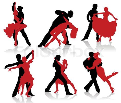 Silhouettes Of The Pairs Dancing Ballroom Dances Tango Step Stock