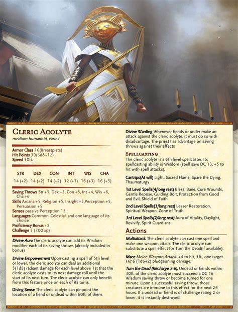 Cleric Acolyte in 2022 | Dnd cleric, D&d dungeons and dragons, Dungeons and dragons homebrew