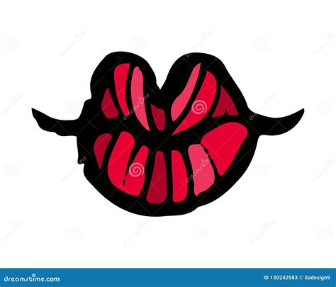 Hand Drawn Female Red Lips Isolated On White Background Stock Vector Illustration Of Makeup