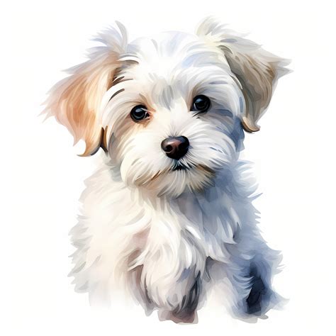 Maltese Clipart, Maltese Dog Images, 10 Watercolor Clip Art, Printable