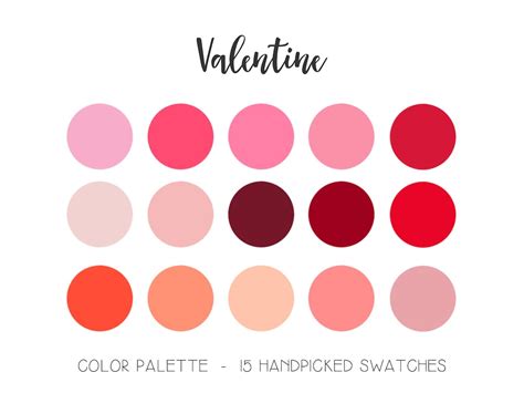 Red Color Palette Valentine Palette Procreate Swatches Shades Of