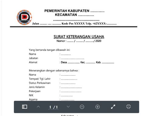 Detail Surat Pernyataan Umkm Koleksi Nomer