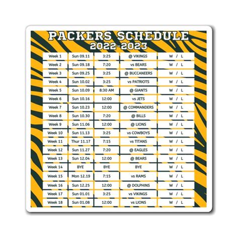 2022 2023 Green Bay Packers Schedule Magnet 6 X 6 Inches NFL - Etsy