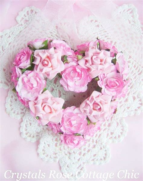 pink paper rose heart wreath valentines day decor