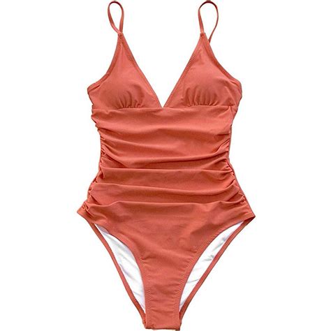 Swim Suits For Women 2024 Swimwear V Neck Solid Color Ruffled One Piece