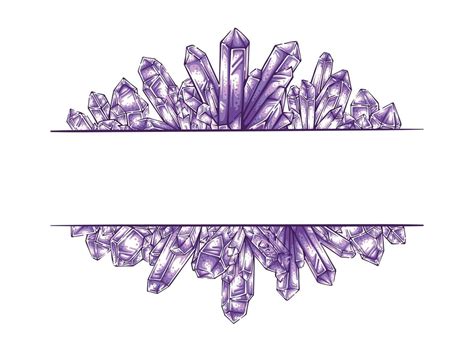 Hand Drawn Amethyst Crystal Frame Illustration For Invitation Logo