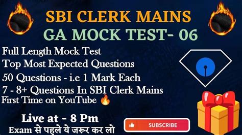 Sbi Clerk Mains Ga Mock Test General Awareness Most Expected