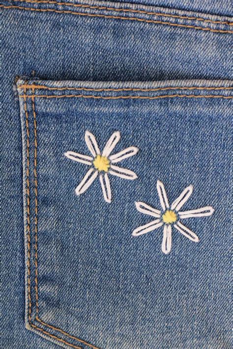 Simple Daisy Embroidery Diy Embroidery Jeans Diy Denim Embroidery