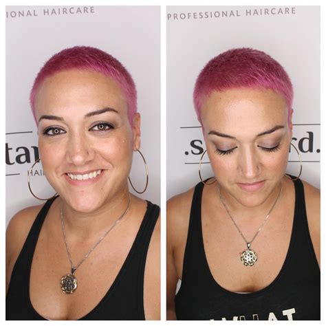 Bright Pink Buzz Cut Pixie The Latest Hairstyles For Men And Women