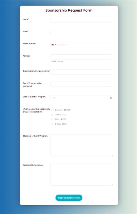 sponsorship request form template formplus