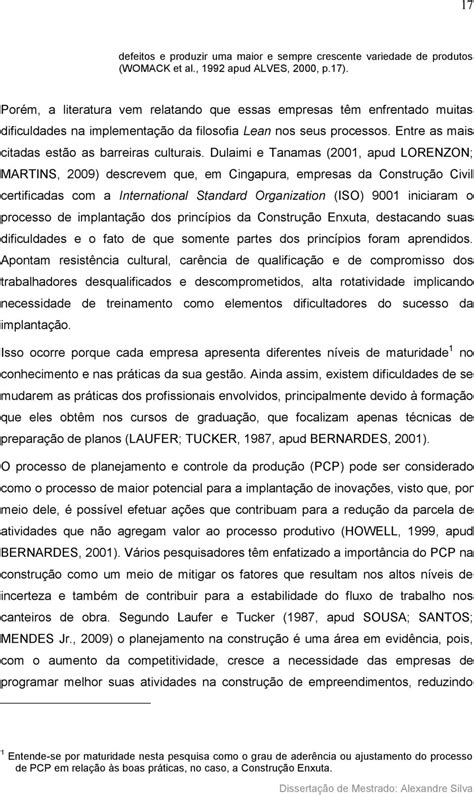 MATURIDADE DO PROCESSO DE PLANEJAMENTO E CONTROLE DA PRODUÇÃO BASEADA