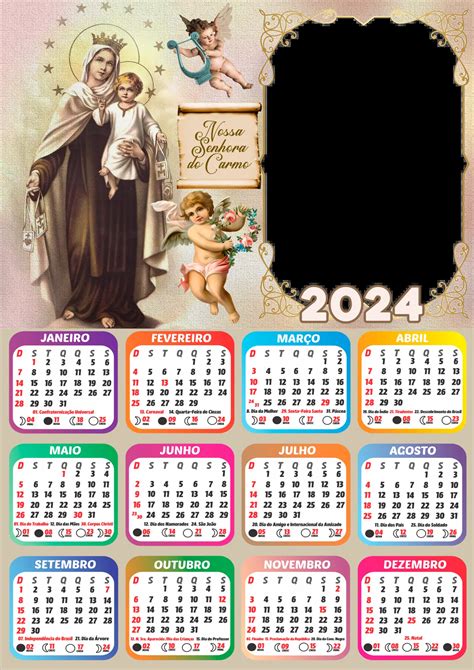 Montagem De Foto Calendário 2024 Nossa Senhora Do Carmo Imagem Legal