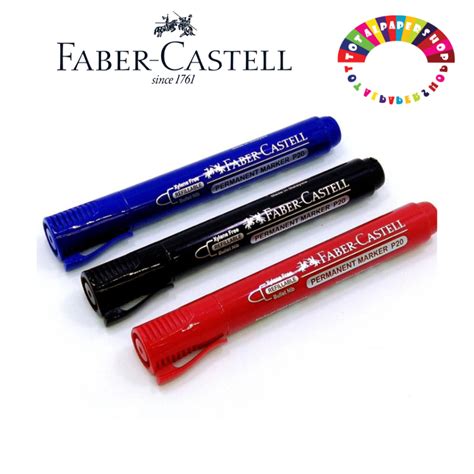 Faber Castell Bullet Nib Permanent Marker Black Blue Red P20