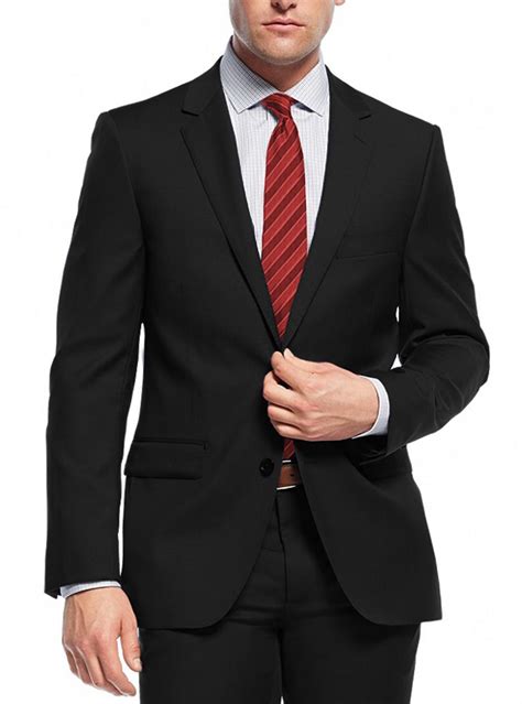 Mens Black 2 Button slim fit suits by Nicoletti - Fashion Suit Outlet