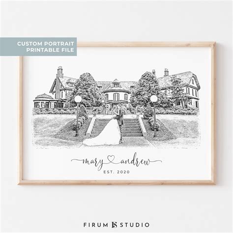 Wedding Venue Drawing Custom Wedding Venue Sketch Wedding Venue Print