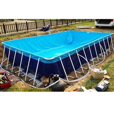 Portable Pvc Inflatable Rectangular Metal Frame Swimming Pool Alibaba