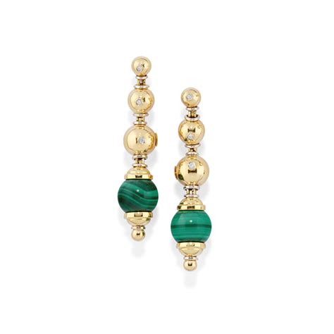 Recarlo Orecchini In Oro Bicolore K Con Diamanti E Malachite