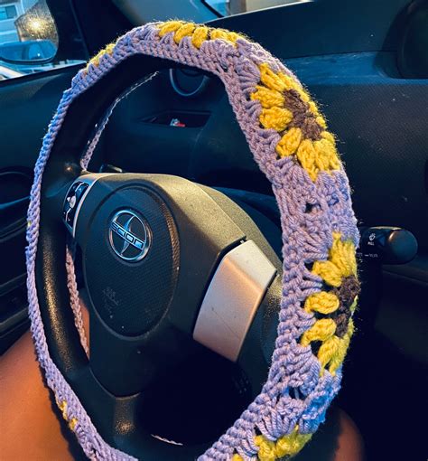 Sunflower Crochet Steering Wheel Cover Etsy