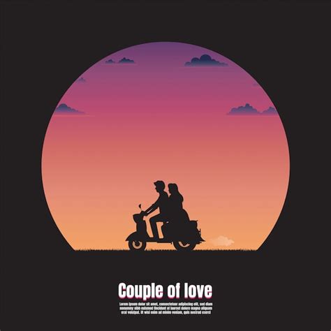 Premium Vector Silhouette Young Couple On Motorcycle