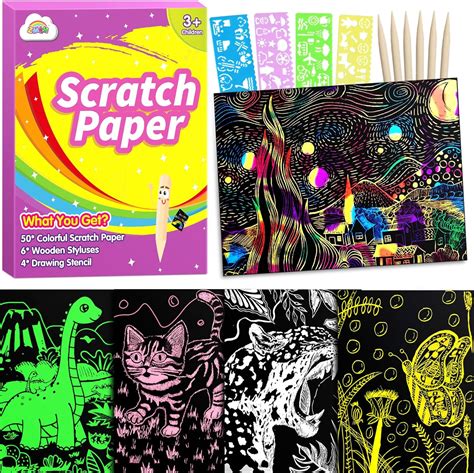 Amazon Zmlm Scratch Art Paper Kit Pcs Magic Scratch Papers