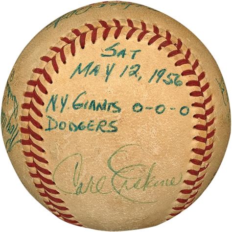 1956 Carl Erskine Last Out No-Hitter Baseball from His Personal ...