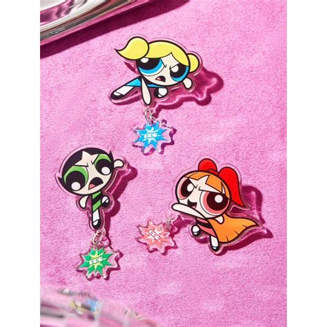 現貨the Powerpuff Girls 飛天小女警 三入組 花花 泡泡 毛毛 胸針 蝦皮購物