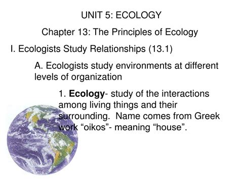 PPT UNIT 5 Chapter 13 The Principles Of Ecology PowerPoint