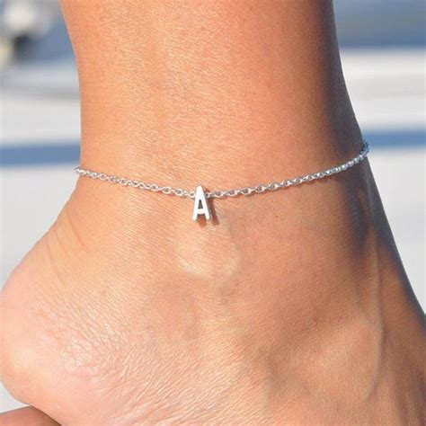 Personalized Initial Anklet Custom Name Anklet Silver Rose Etsy