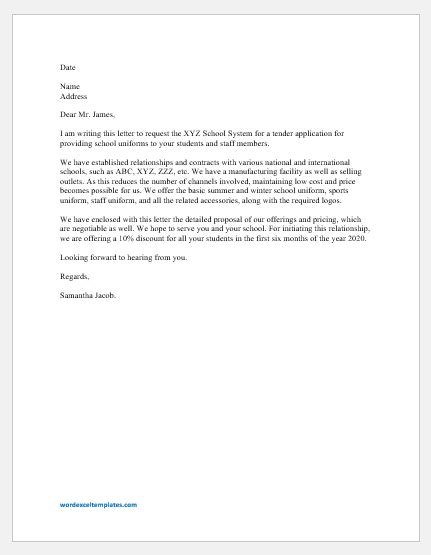 Tender Request Letter Templates For Word Word And Excel Templates