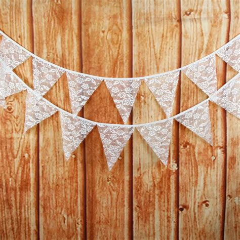 New Flags Lace Burlap Cotton Fabric Banners Wedding Bunting Decor