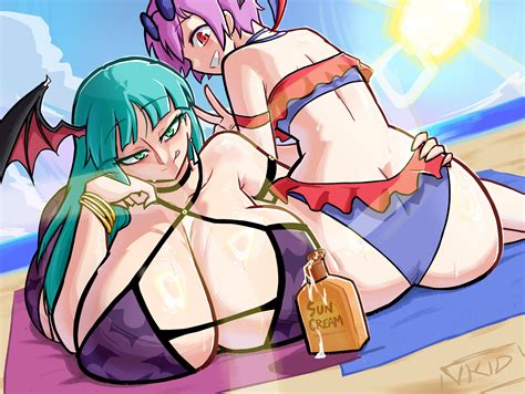 Vkid Lilith Darkstalkers Morrigan Aensland Darkstalkers Highres Girls Ass Beach