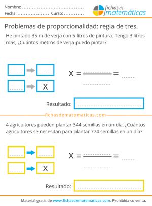 Regla De Tres Simple Directa E Inversa Ejercicios Y Problemaspdf